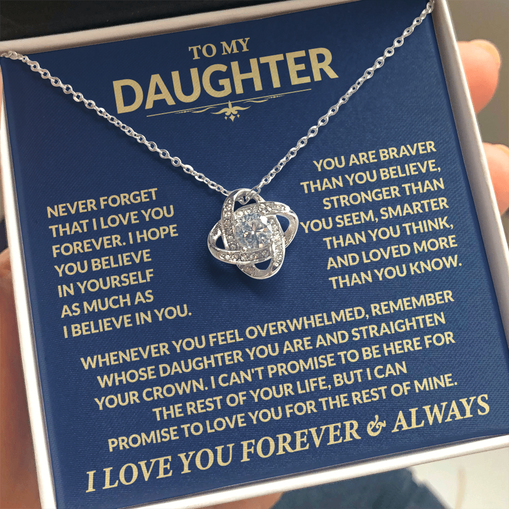 To My Daughter, I Hope You Believe In Yourself, Love Dad - Loveknot Necklace