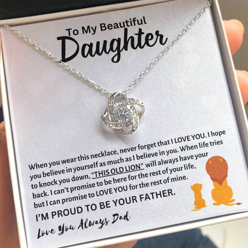 To My Beautiful Daughter, Love Dad - Loveknot Necklace