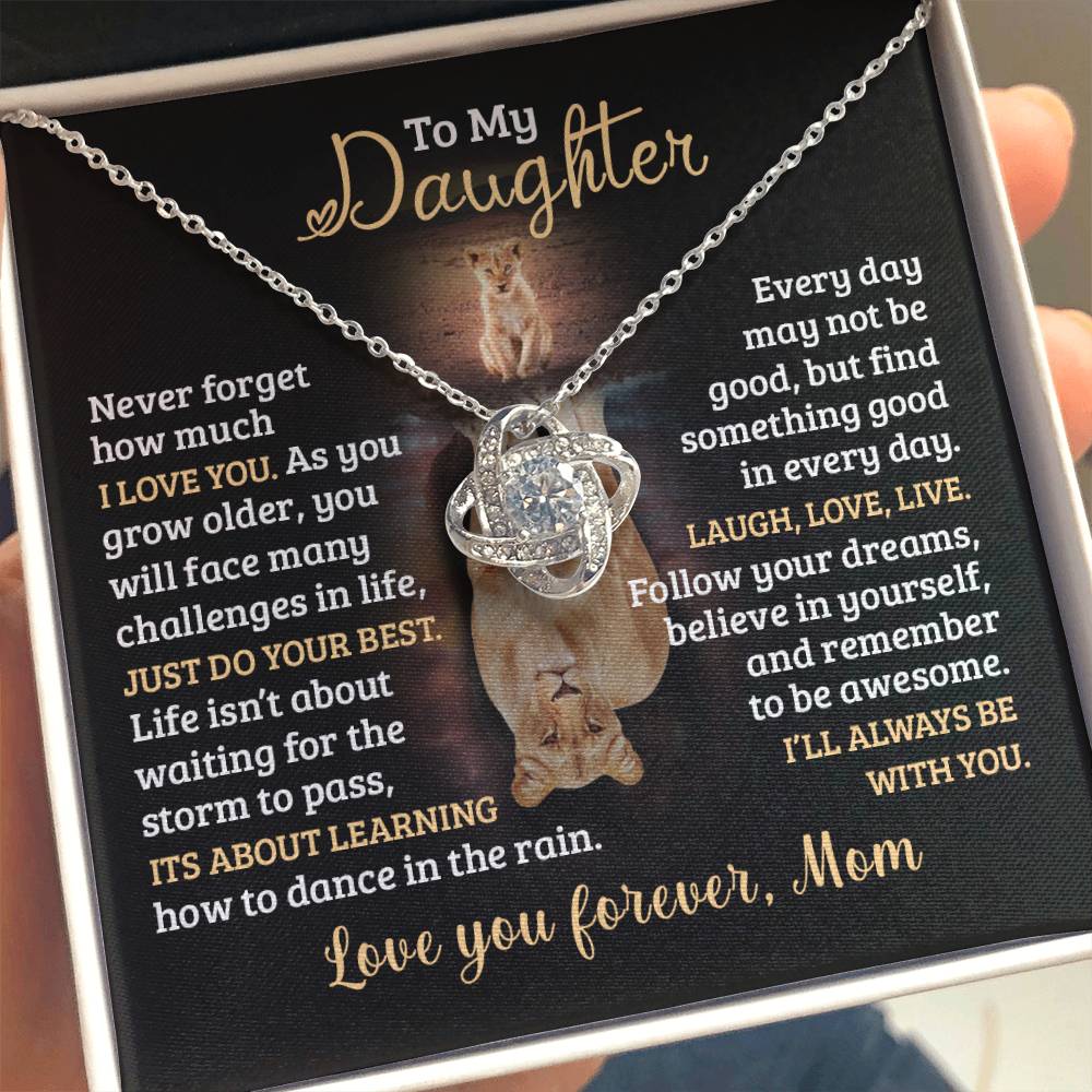 To My Daughter, Just Do Your Best, Love Mom - Loveknot Necklace