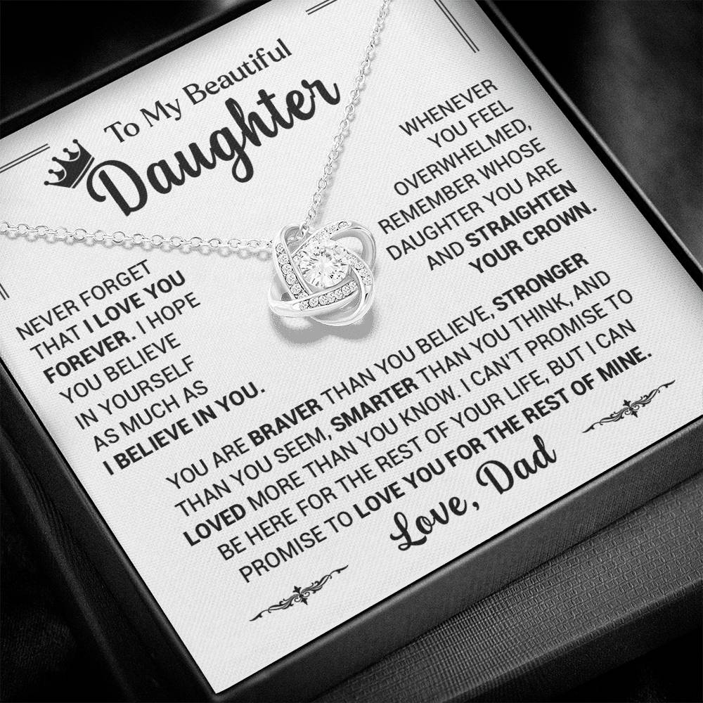 50% Off - To My Daughter, Straighten Your Crown, Love Dad - Loveknot Necklace