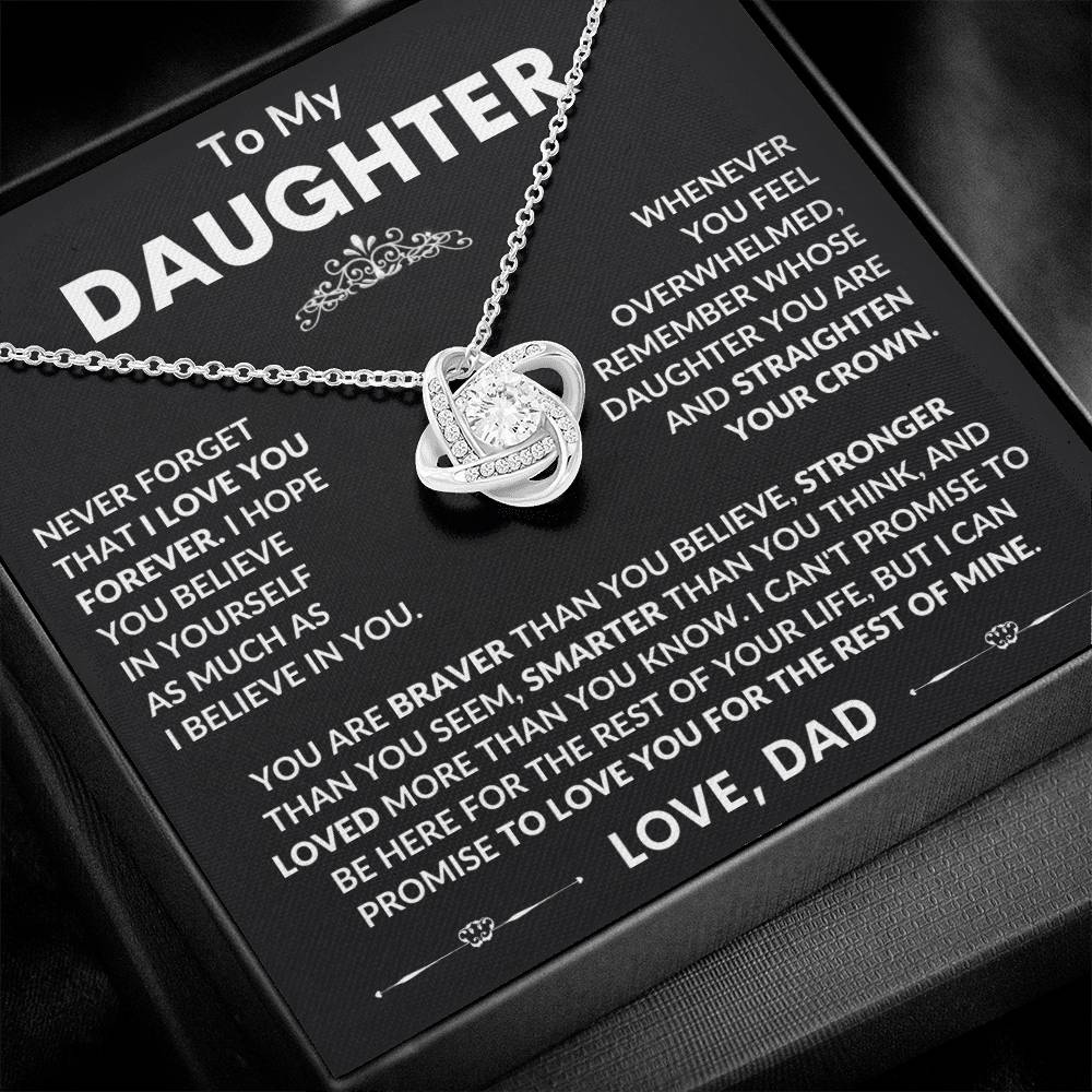 To My Daughter, I Hope You Believe In Yourself, Love Dad - Loveknot Necklace