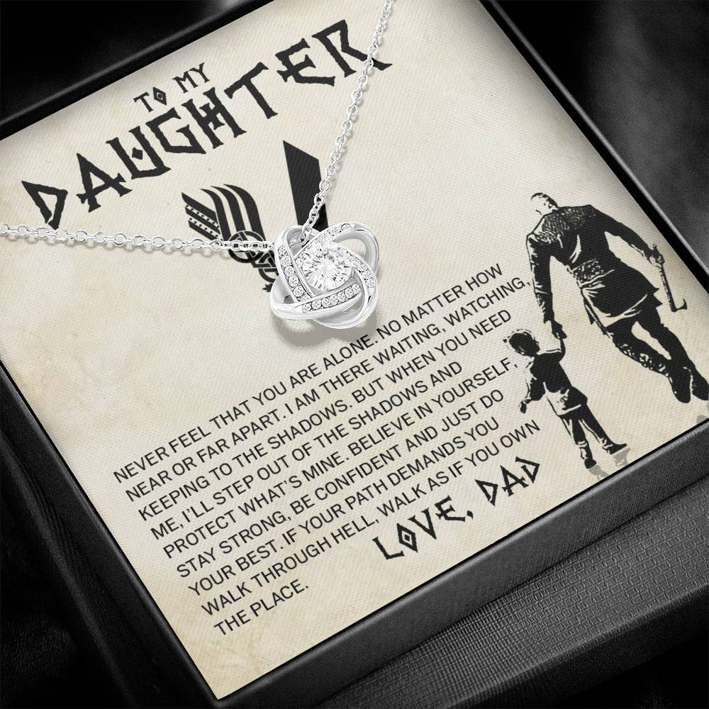 To My Daughter Believe In Yourself, Love Dad Loveknot Necklace