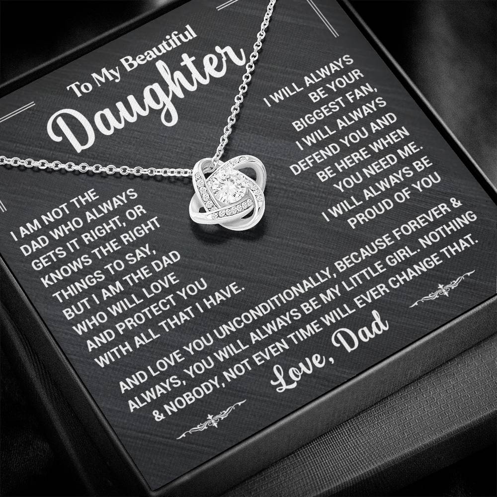 To My Daughter, I Will Always Defend You, Love Dad - Loveknot Necklace