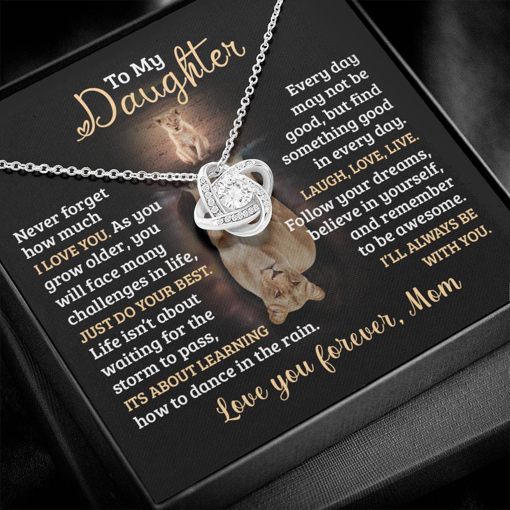 To My Daughter, Just Do Your Best, Love Mom - Loveknot Necklace