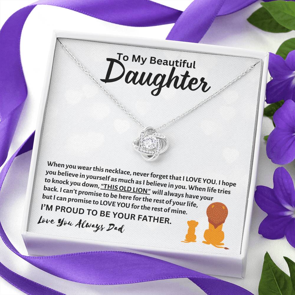 To My Beautiful Daughter, Love Dad - Loveknot Necklace