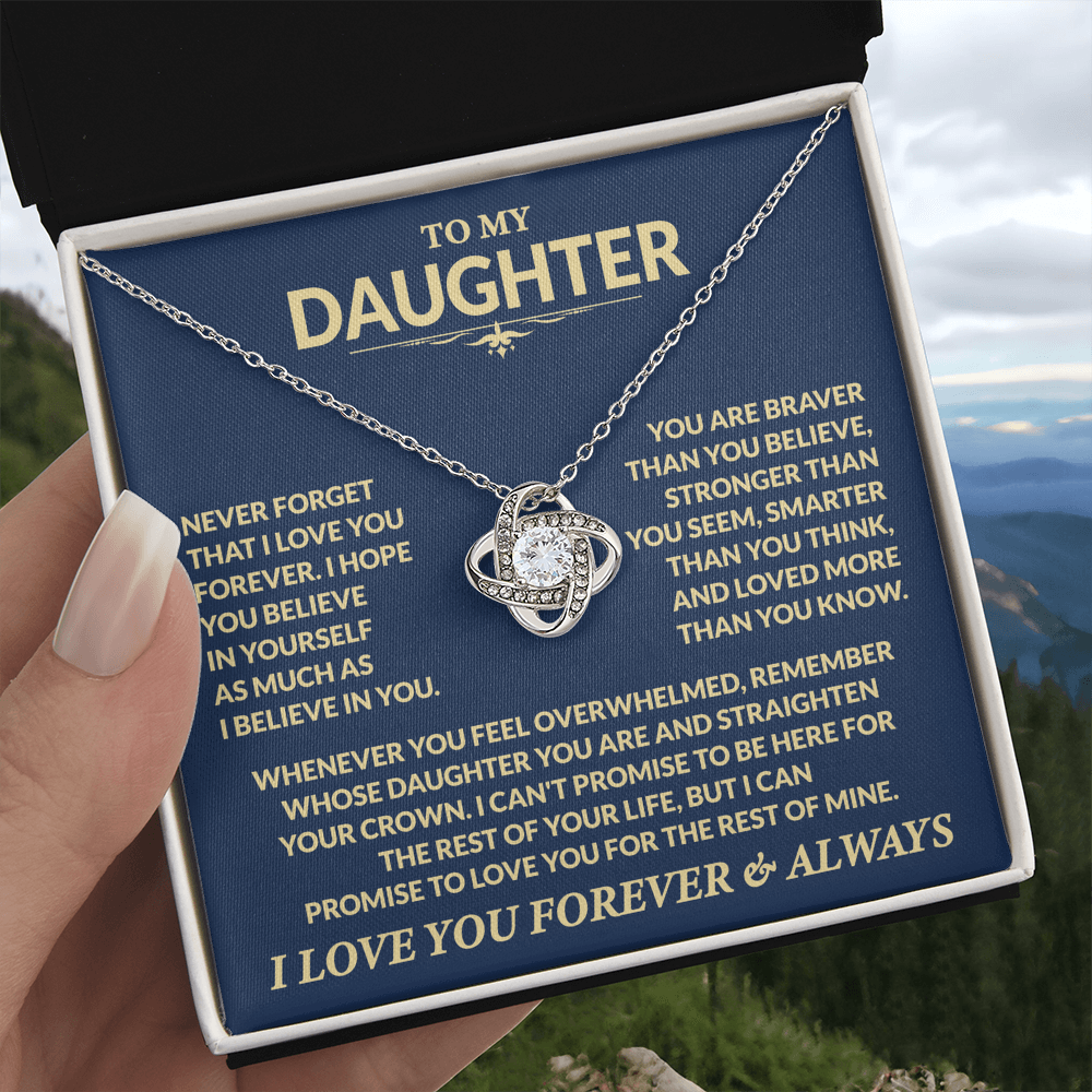 To My Daughter, I Hope You Believe In Yourself, Love Dad - Loveknot Necklace