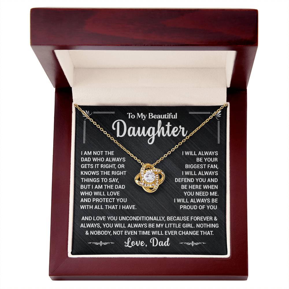 To My Daughter, I Will Always Defend You, Love Dad - Loveknot Necklace