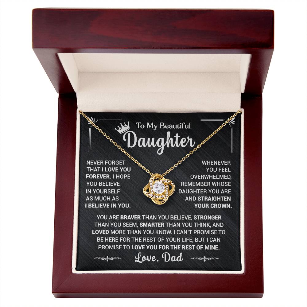 To My Daughter, Never Forget That I Love You, Love Dad - Loveknot Necklace