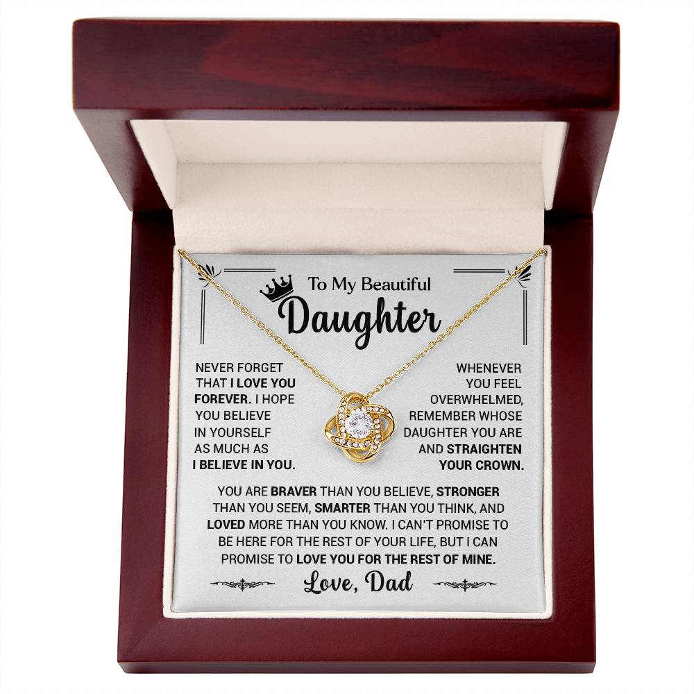 To My Daughter, Never Forget To Love You, Love Dad - Loveknot Necklace
