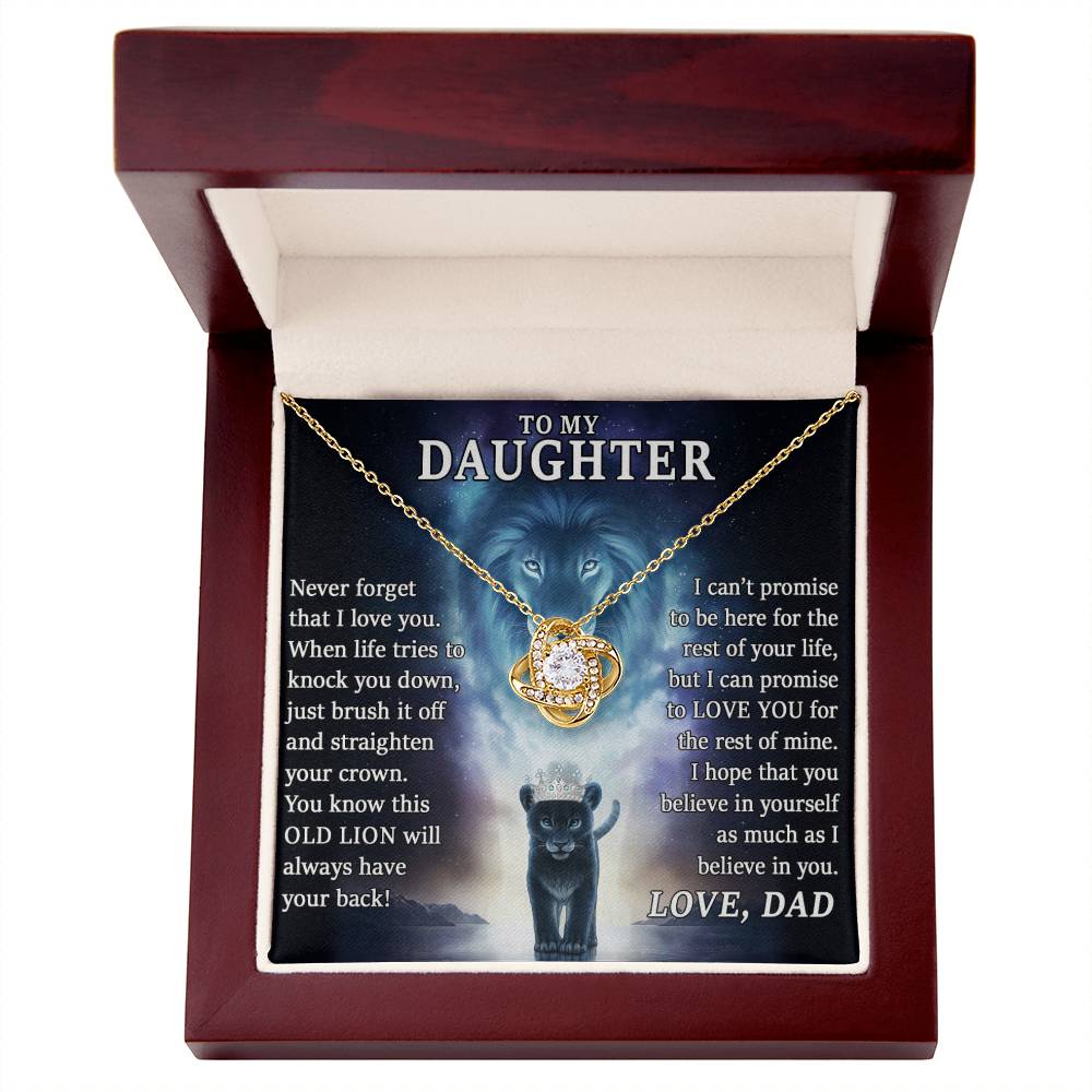 To My Daughter , THIS OLD LION, Will Always Have YourBack, Love Dad - Loveknot Necklace