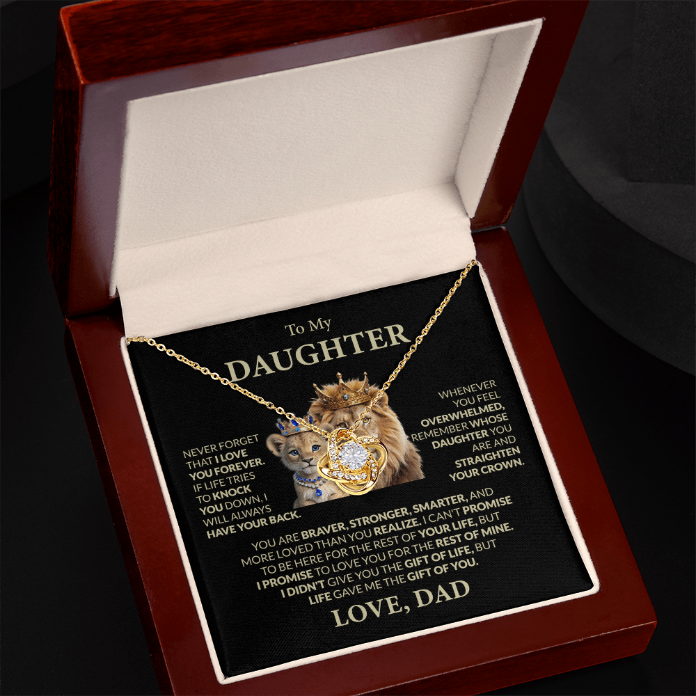 To My Daughter, You Are Braver, Stronger, Smarter, Love Dad - Loveknot Necklace