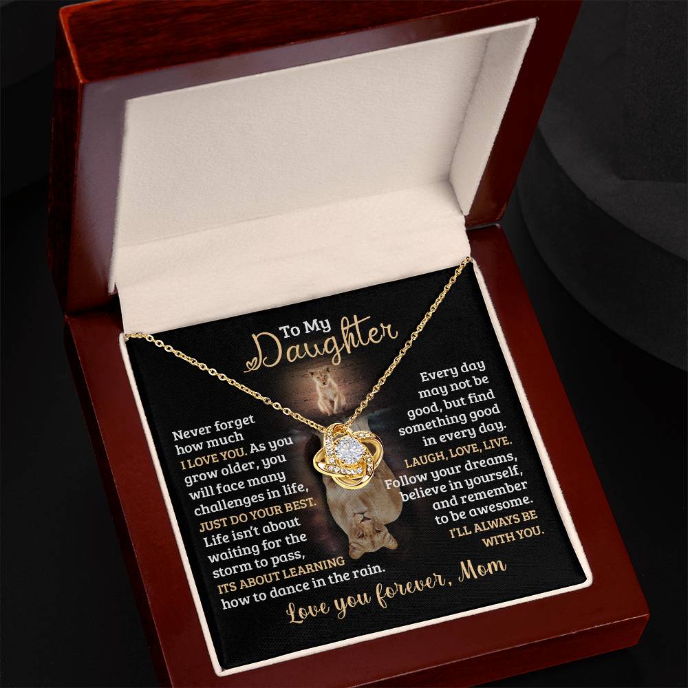 To My Daughter, Just Do Your Best, Love Mom - Loveknot Necklace