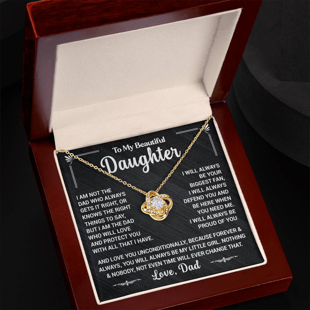 To My Daughter, I Will Always Defend You, Love Dad - Loveknot Necklace