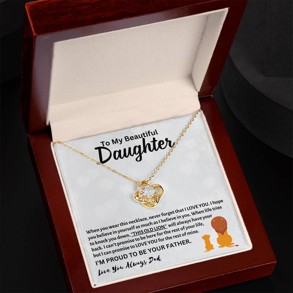 To My Beautiful Daughter, Love Dad - Loveknot Necklace