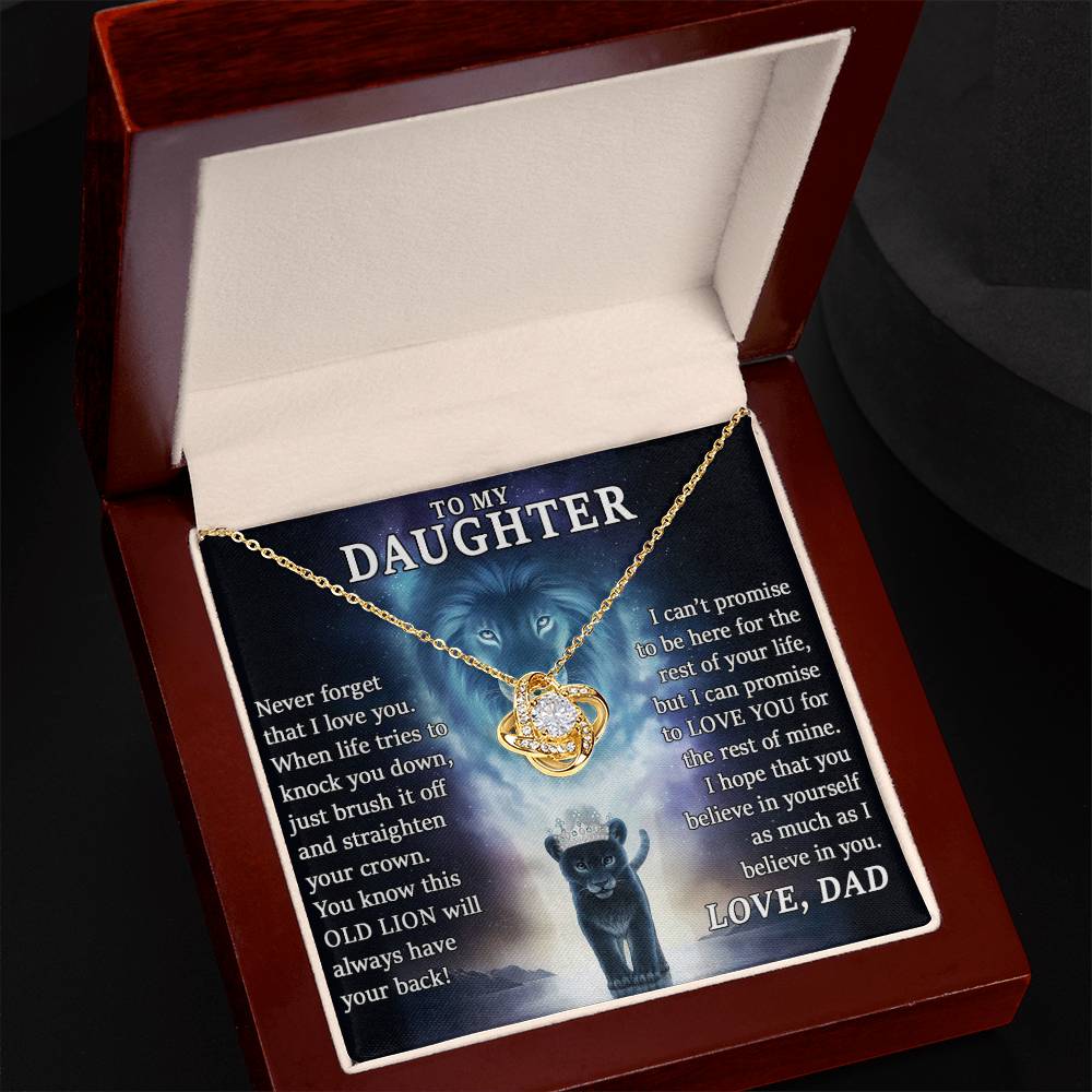 To My Daughter , THIS OLD LION, Will Always Have YourBack, Love Dad - Loveknot Necklace