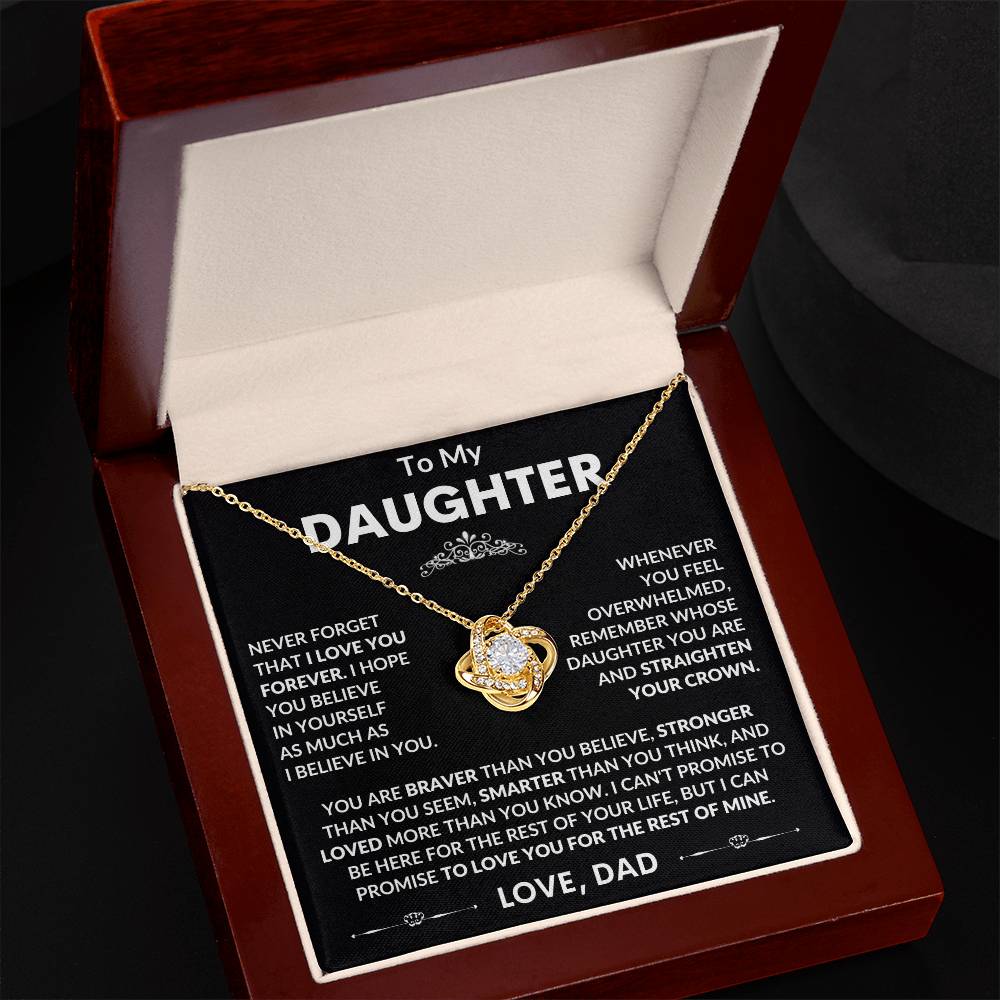 To My Daughter, I Hope You Believe In Yourself, Love Dad - Loveknot Necklace