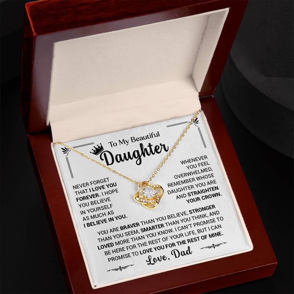 To My Daughter, Never Forget To Love You, Love Dad - Loveknot Necklace