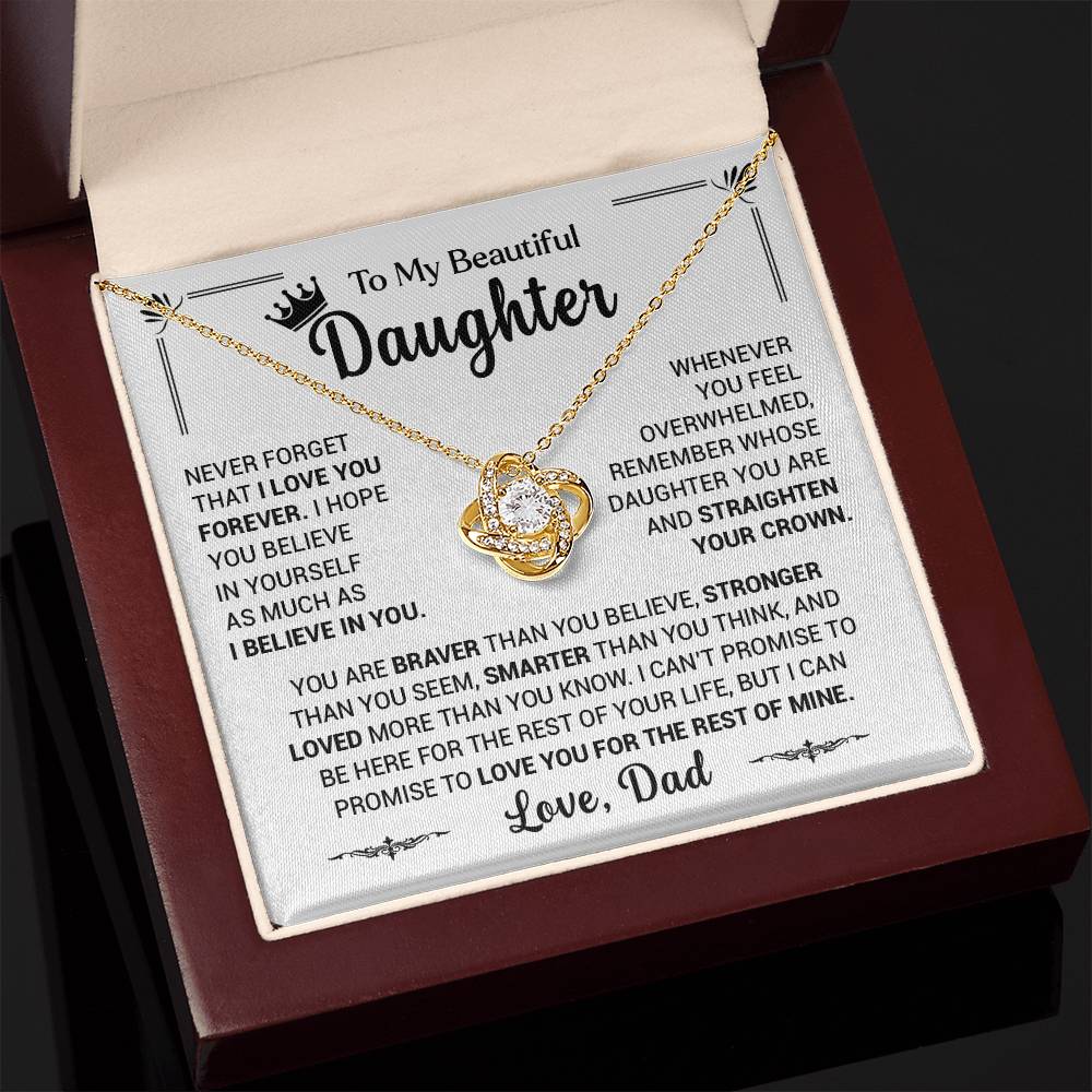 50% Off - To My Daughter, Straighten Your Crown, Love Dad - Loveknot Necklace
