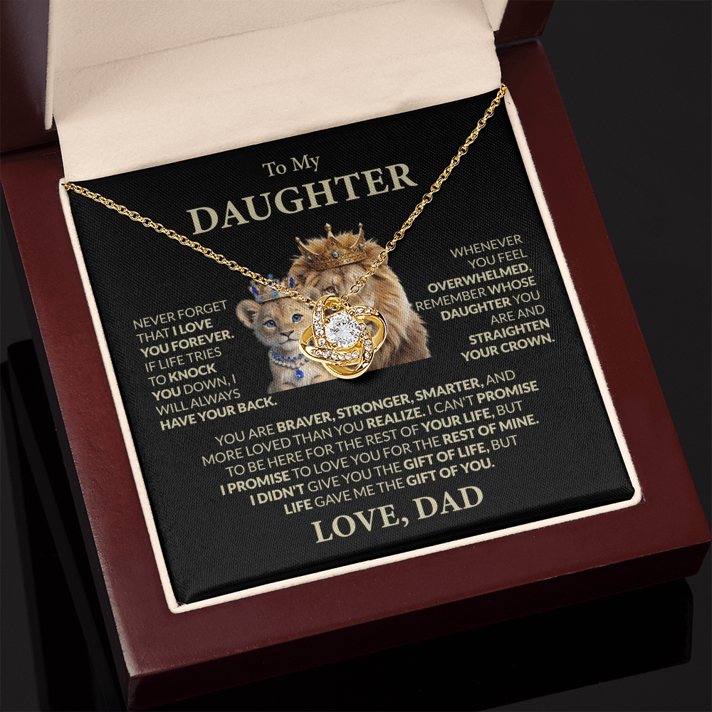 To My Daughter, You Are Braver, Stronger, Smarter, Love Dad - Loveknot Necklace