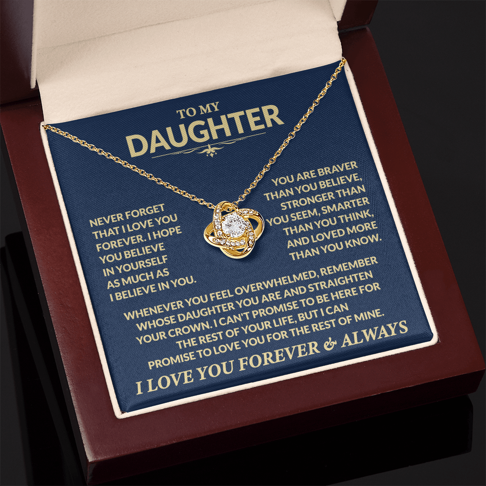 To My Daughter, I Hope You Believe In Yourself, Love Dad - Loveknot Necklace