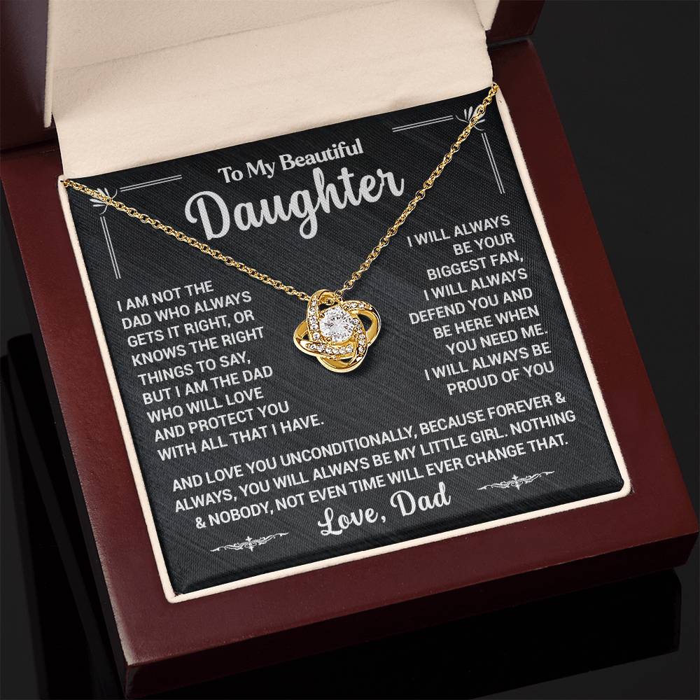 To My Daughter, I Will Always Defend You, Love Dad - Loveknot Necklace