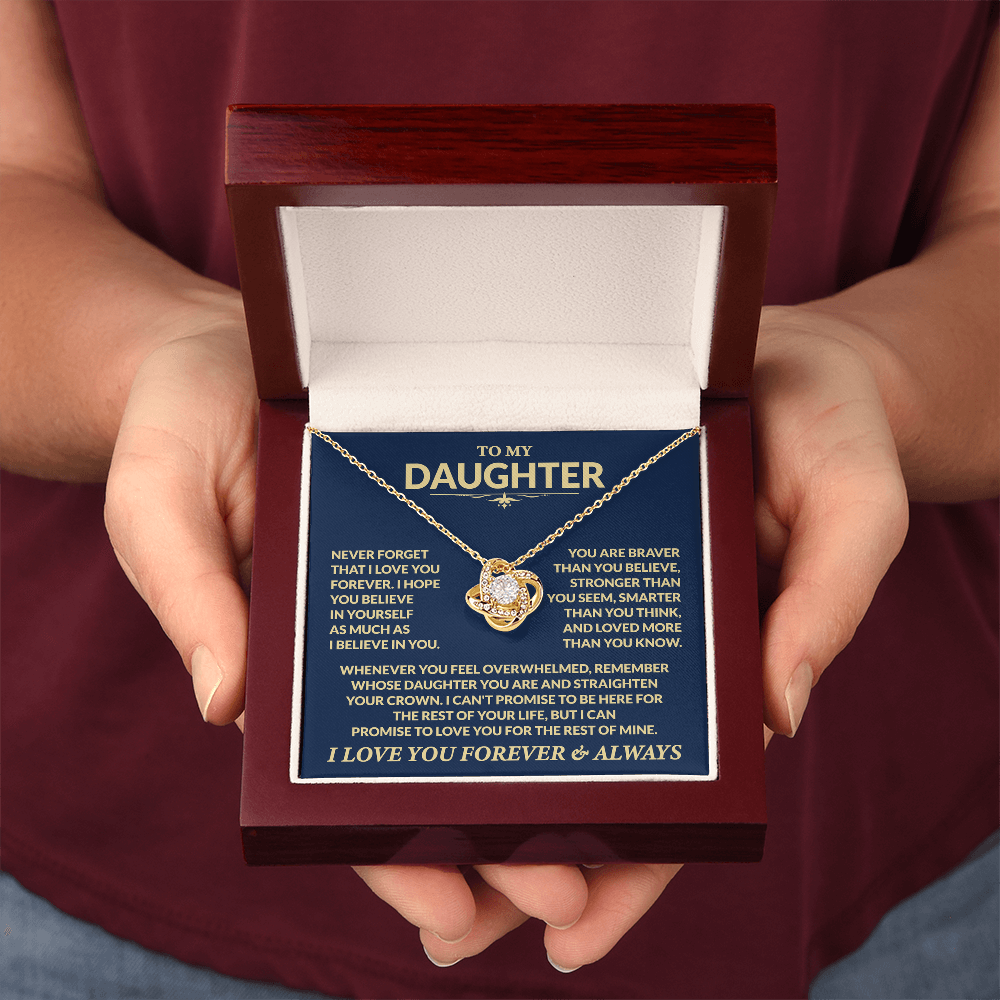 To My Daughter, I Hope You Believe In Yourself, Love Dad - Loveknot Necklace
