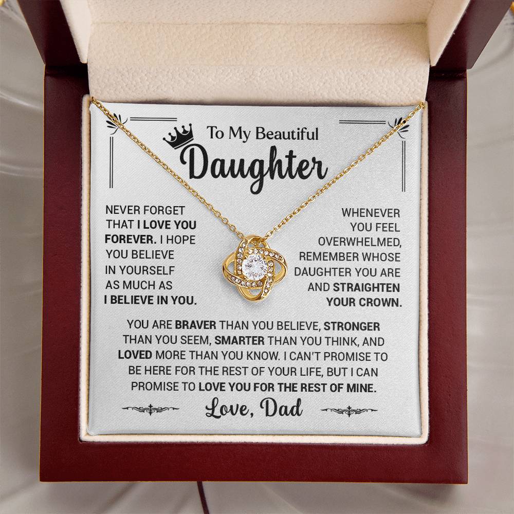 To My Daughter, Never Forget To Love You, Love Dad - Loveknot Necklace