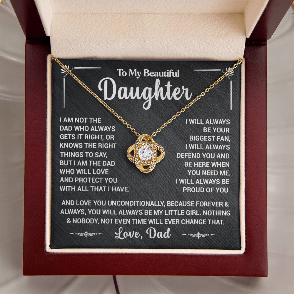 To My Daughter, I Will Always Defend You, Love Dad - Loveknot Necklace