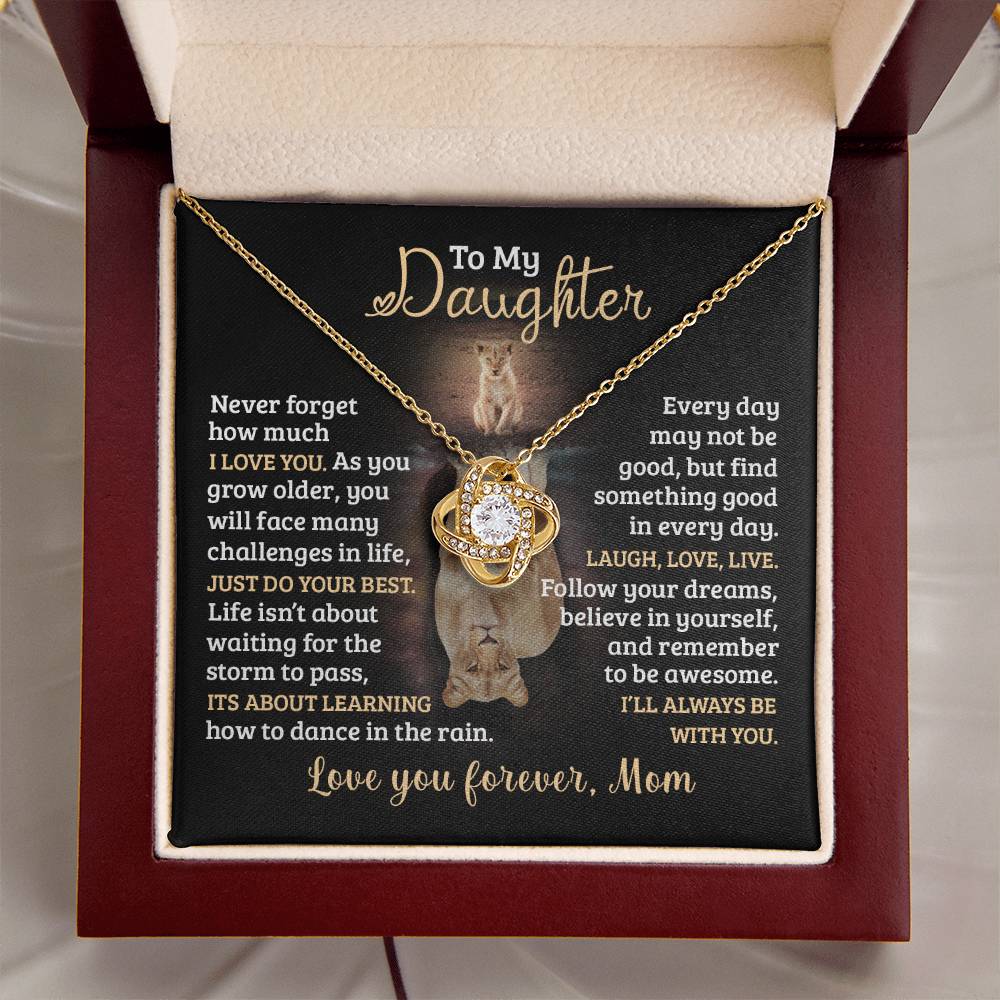 To My Daughter, Just Do Your Best, Love Mom - Loveknot Necklace