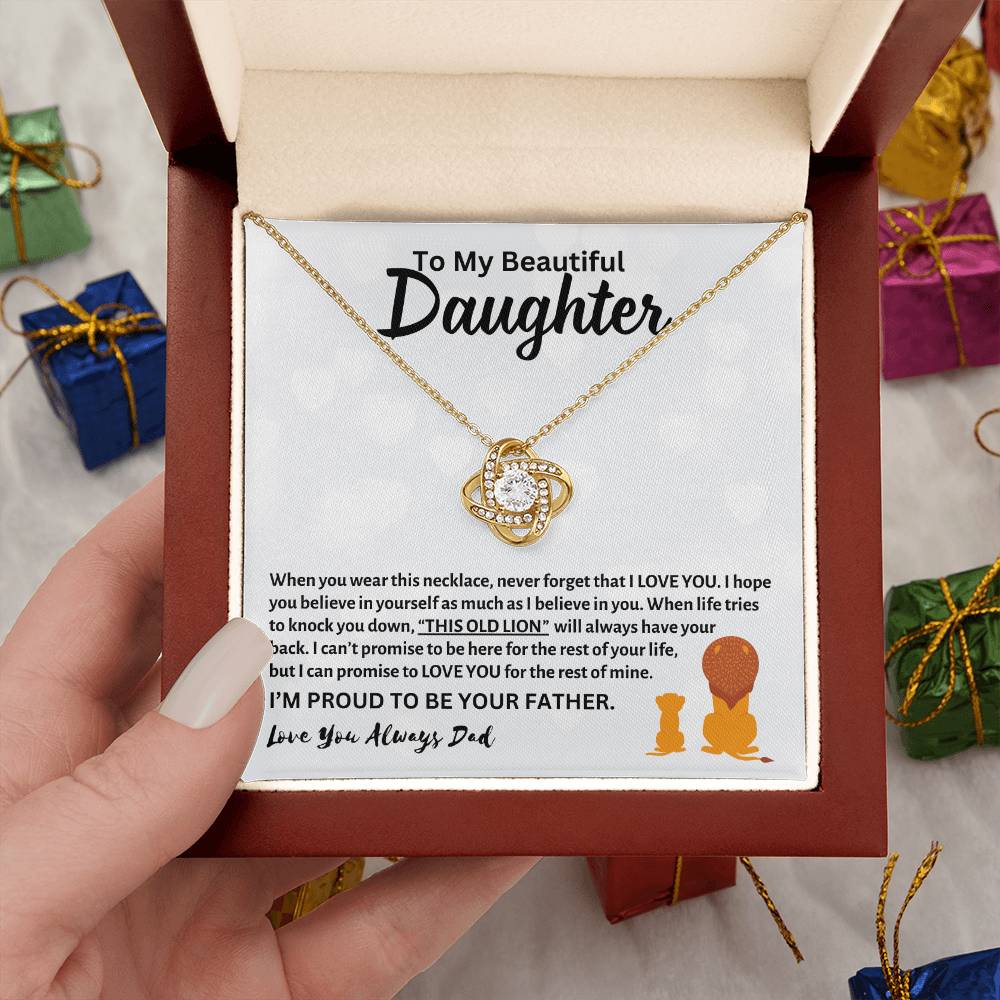 To My Beautiful Daughter, Love Dad - Loveknot Necklace