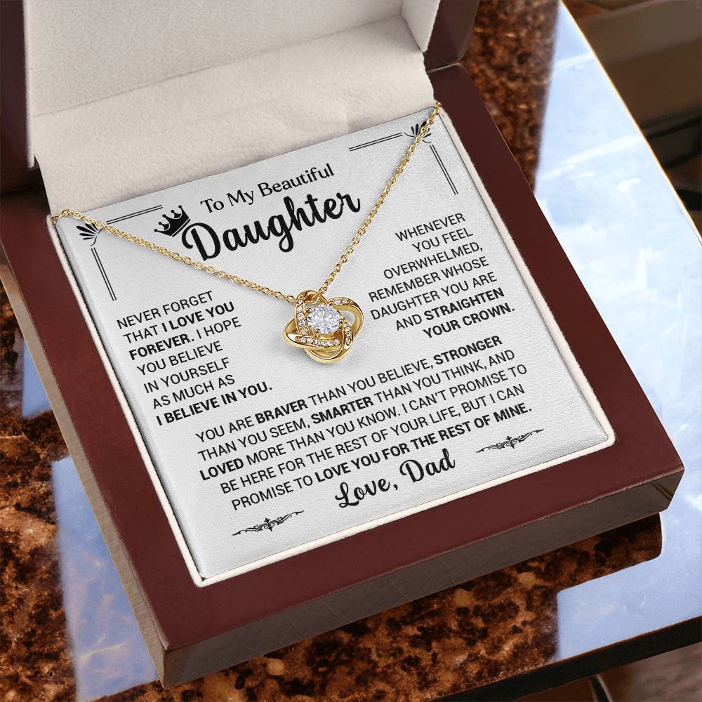 50% Off - To My Daughter, Straighten Your Crown, Love Dad - Loveknot Necklace