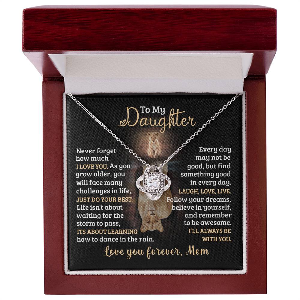 To My Daughter, Just Do Your Best, Love Mom - Loveknot Necklace