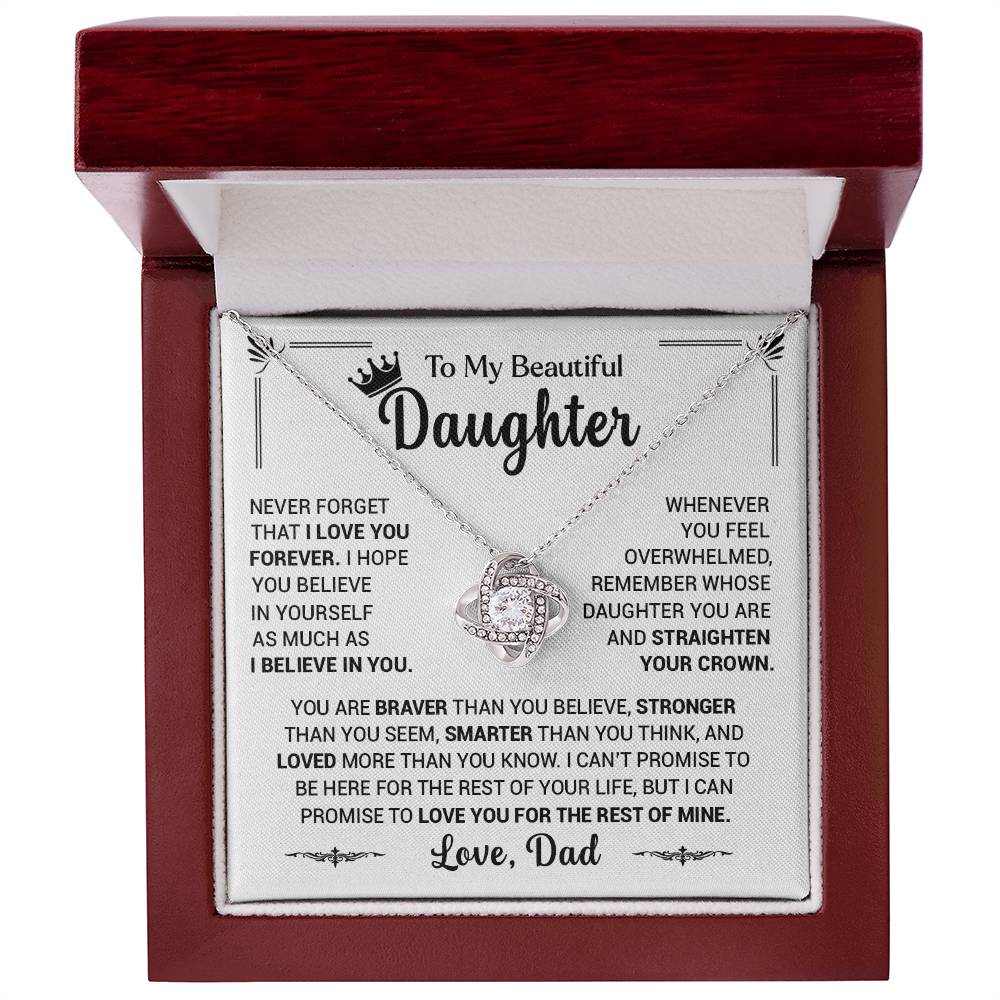To My Daughter, Never Forget To Love You, Love Dad - Loveknot Necklace