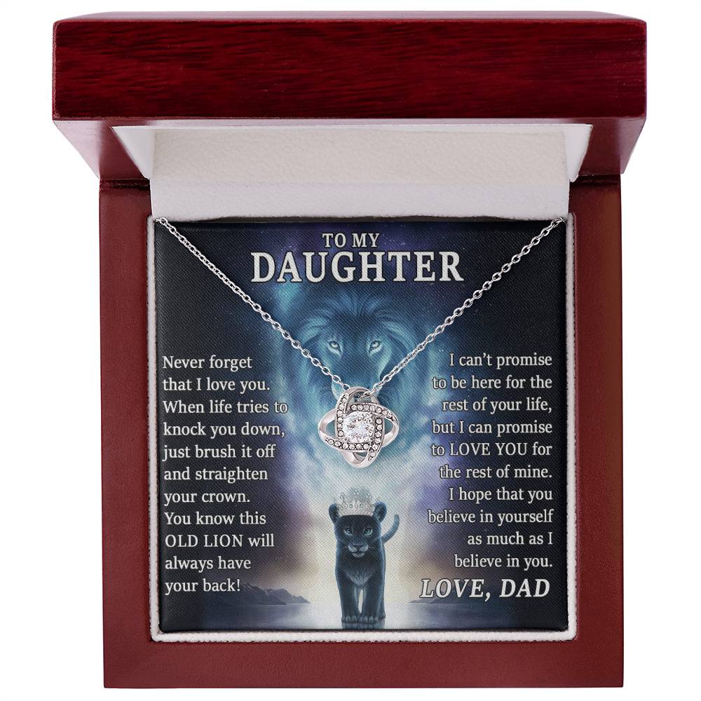 To My Daughter , THIS OLD LION, Will Always Have YourBack, Love Dad - Loveknot Necklace