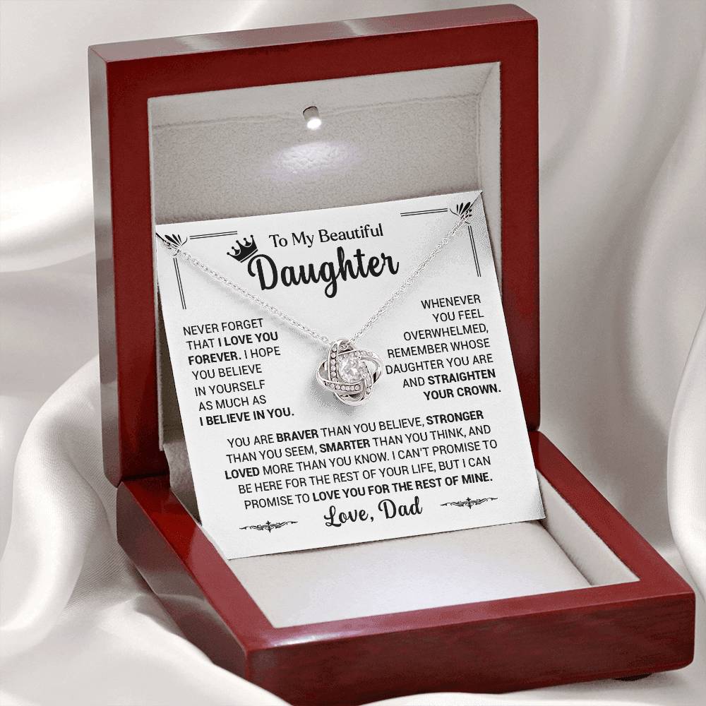 50% Off - To My Daughter, Straighten Your Crown, Love Dad - Loveknot Necklace