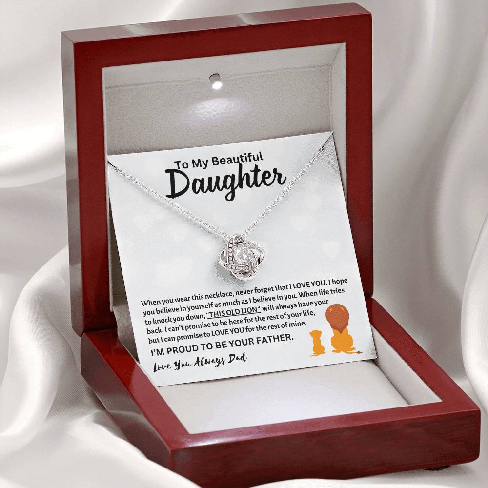 To My Beautiful Daughter, Love Dad - Loveknot Necklace