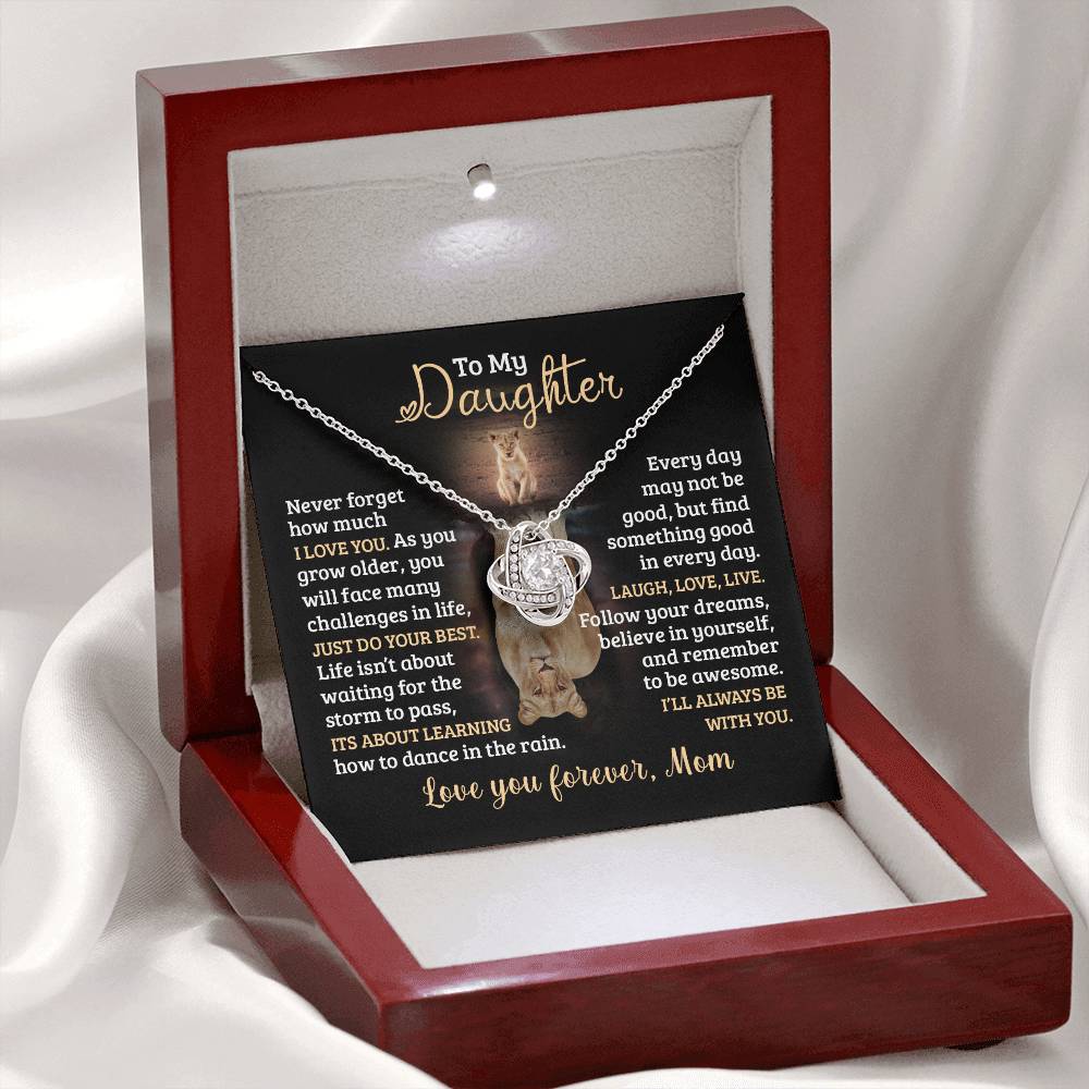 To My Daughter, Just Do Your Best, Love Mom - Loveknot Necklace