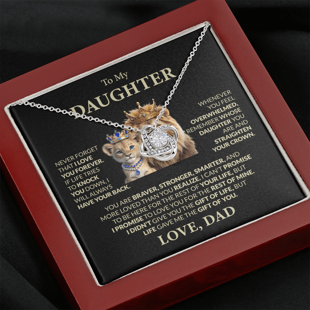 To My Daughter, You Are Braver, Stronger, Smarter, Love Dad - Loveknot Necklace
