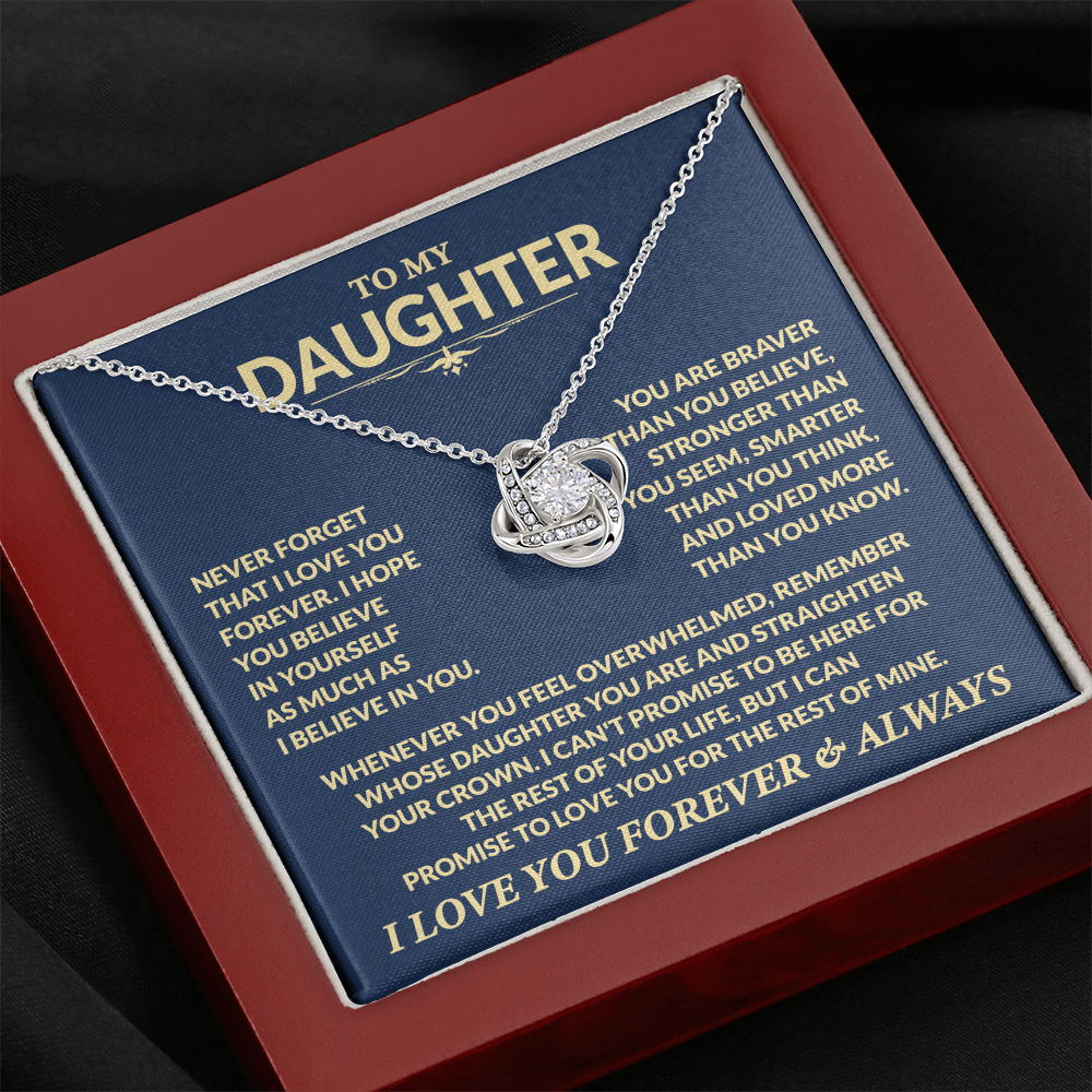 To My Daughter, I Hope You Believe In Yourself, Love Dad - Loveknot Necklace