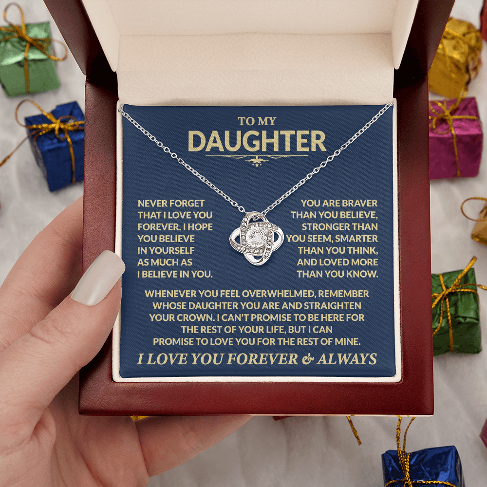 To My Daughter, I Hope You Believe In Yourself, Love Dad - Loveknot Necklace