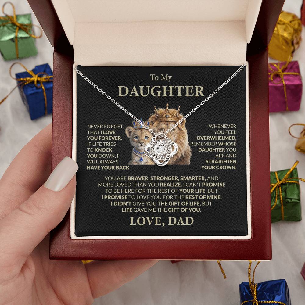 To My Daughter, You Are Braver, Stronger, Smarter, Love Dad - Loveknot Necklace