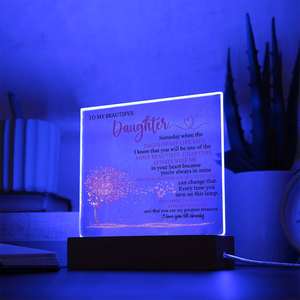 Gift To My Daughter, Remember I Love You With All My Heart - LED Light Acrylic Lamp