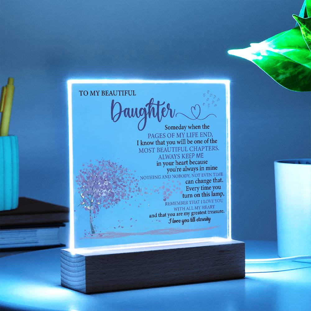 Gift To My Daughter, Remember I Love You With All My Heart - LED Light Acrylic Lamp