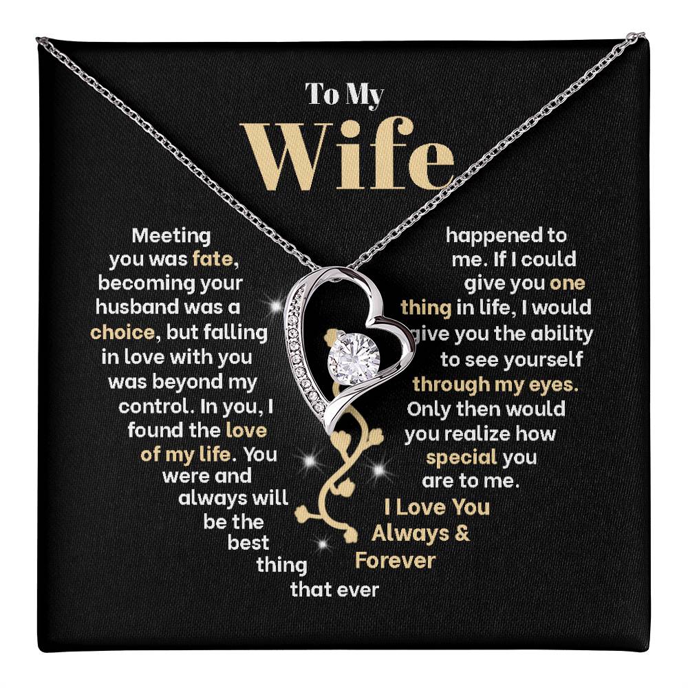 To My Wife, Meeting You Was Fate, Becoming Your Husband Was A Choice, Forever Love Necklace