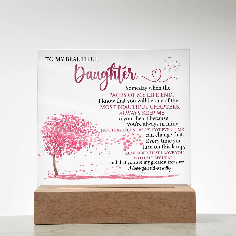 Gift To My Daughter, Remember I Love You With All My Heart - LED Light Acrylic Lamp