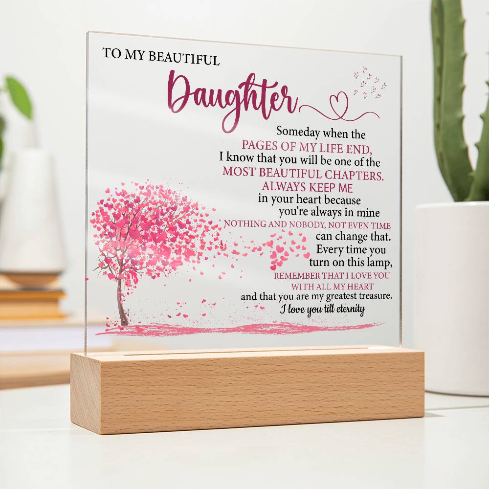 Gift To My Daughter, Remember I Love You With All My Heart - LED Light Acrylic Lamp