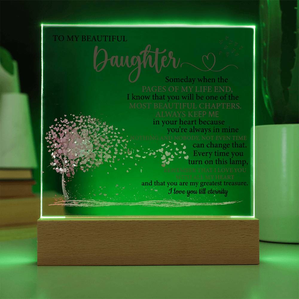 Gift To My Daughter, Remember I Love You With All My Heart - LED Light Acrylic Lamp