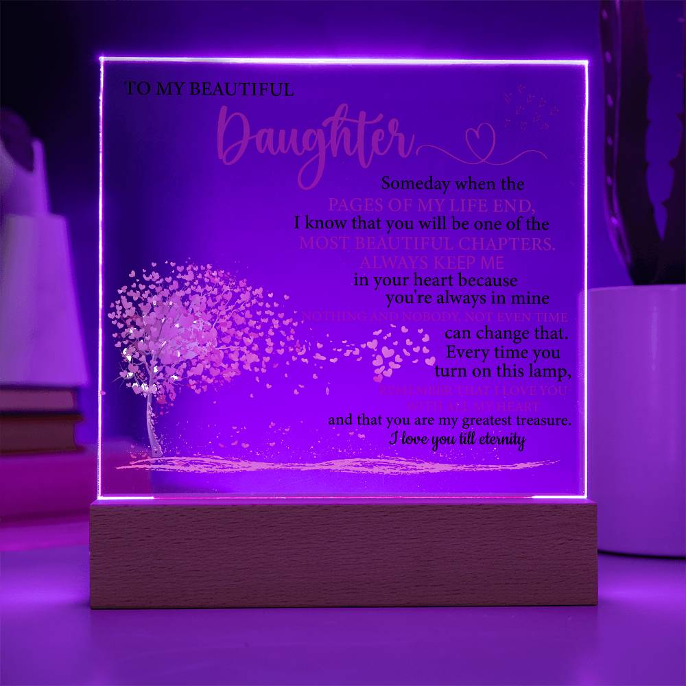 Gift To My Daughter, Remember I Love You With All My Heart - LED Light Acrylic Lamp