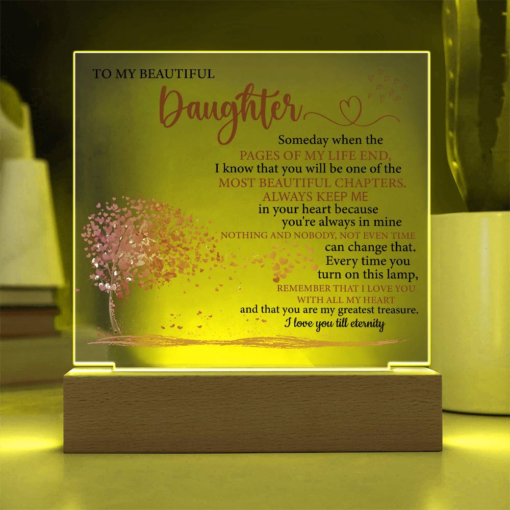 Gift To My Daughter, Remember I Love You With All My Heart - LED Light Acrylic Lamp