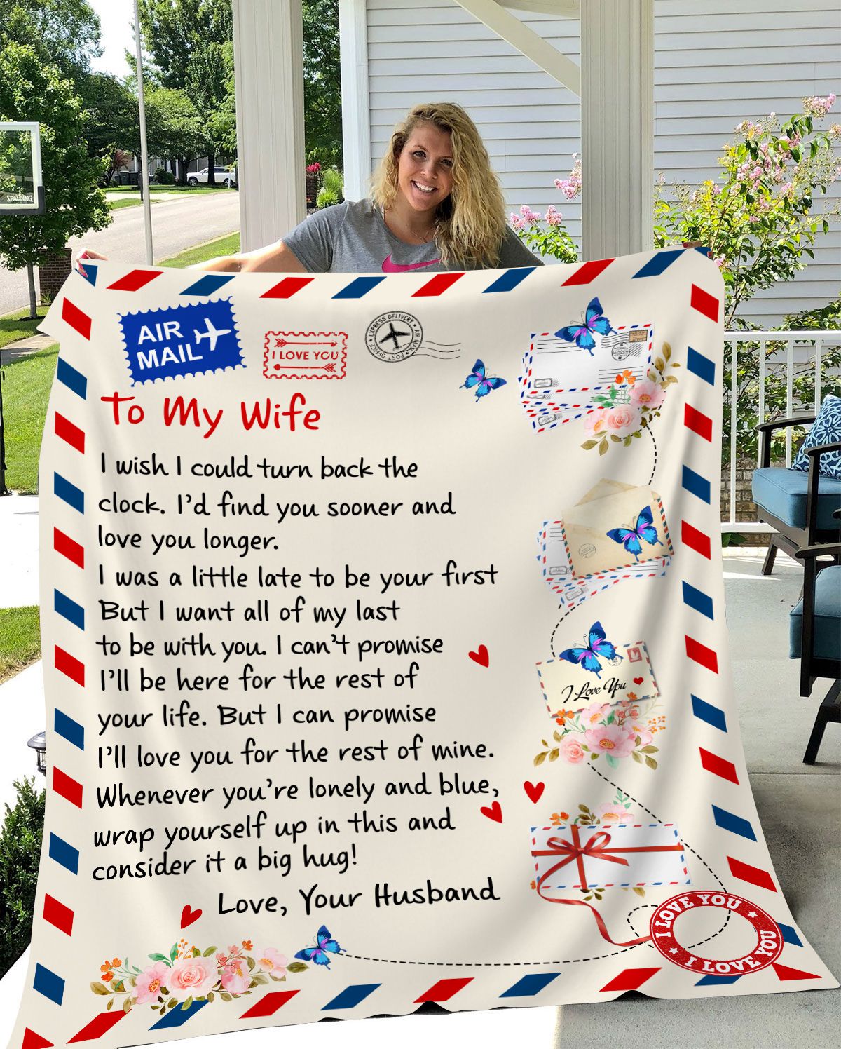 Love Letter To My Wife, I Want All My Last To Be WIth You, Love Your Husband Postal Blanket